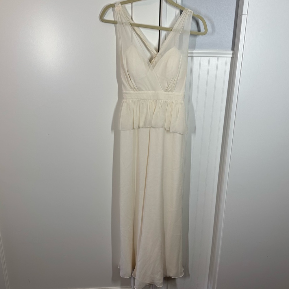 Anthropologie BHLDN Hitherto 100% silk bridal ivory jumpsuit flowy beach coastal